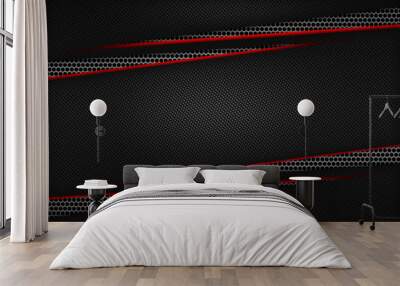 red and black carbon fiber. two tone metal background and texture. Wall mural