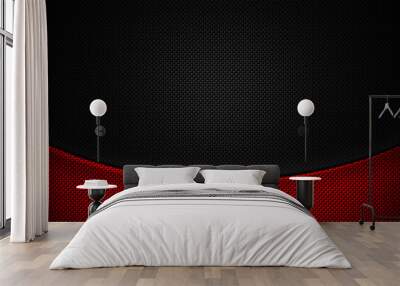 red and black carbon fiber. two tone metal background and texture. Wall mural