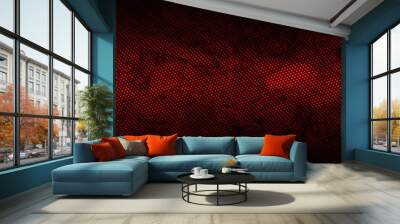 red and black carbon fibre background and texture. Wall mural