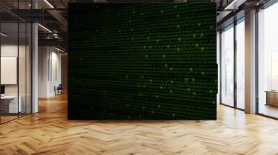 The green alphanumeric code background. Wall mural