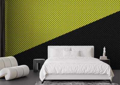 yellow and black carbon fibre background and texture. Wall mural