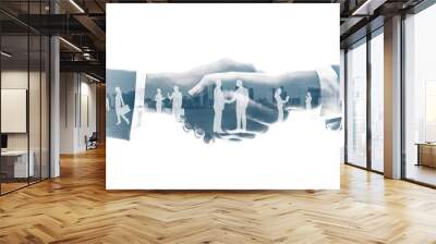 business partnership concept. Multiple exposure. Wall mural