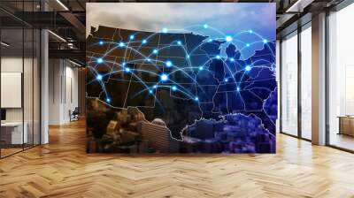 Communication network of United States of America. Wall mural