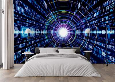 Digital binary code concept. Wall mural