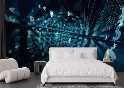 Financial technology concept. Technological abstract background. Wall mural