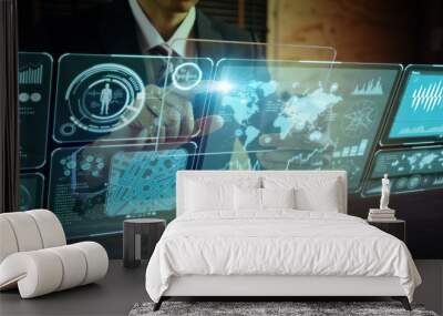 futuristic GUI. graphical user interface. head up display. Wall mural