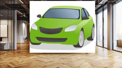 green car, front view, vector illustration Wall mural