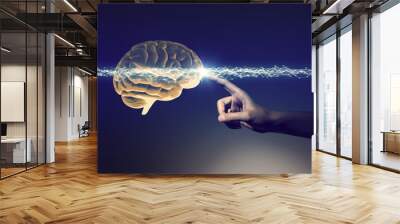 human hand and brain, 3D rendering Wall mural