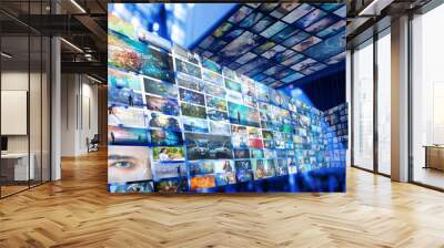 Information network concept. Virtual museum. Video streaming service. Wall mural