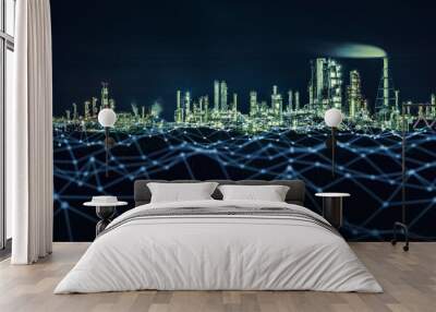 Modern factory and communication network concept. Wall mural