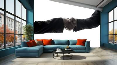 Silhouette of business persons shaking hands. Wall mural