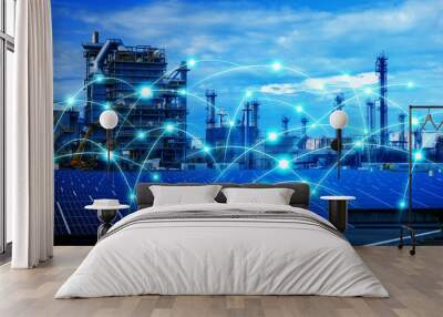 Smart factory and telecommunication network concept. abstract mixed media. Wall mural