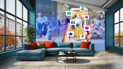 Social media concept. Wall mural