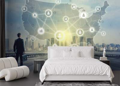 Social network of United States of America. Wall mural