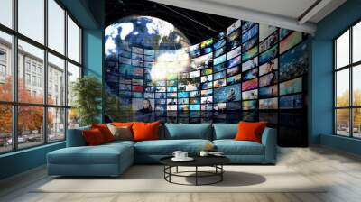 Video archives concept. Wall mural