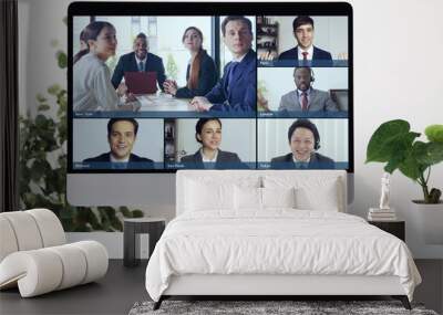 Video conference concept. Telemeeting. Videophone. Teleconference. Wall mural