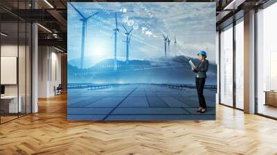 wind power plant. renewable energy concept. Wall mural