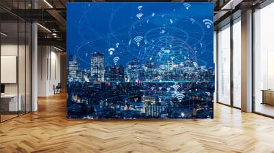 Wireless communication network concept. IoT(Internet of Things). ICT(Information Communication Technology). Wall mural