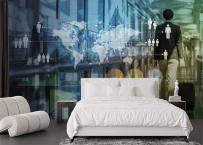 young business man and globalization concept Wall mural