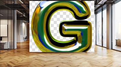 Colorful alphabet G. 3d illustration. Transparent background Wall mural