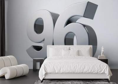 3D illustration of a grey sign representing 96 million dollars isolated on a white background Wall mural