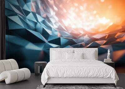 3D rendered abstract background featuring randomly extruded segments The flat surface is intricately segmented and illuminated with bright light enhanced by a bloom lens effect Wall mural