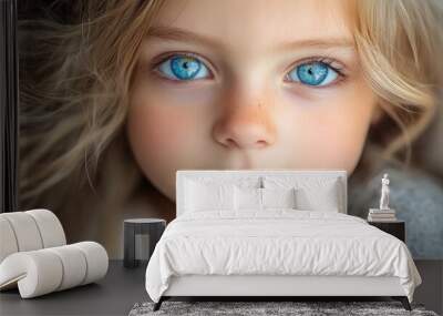 Adorable girl with striking blue eyes Wall mural