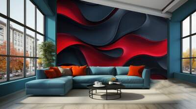 Black and red curved shapes backdrop Wall mural