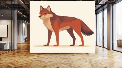 Flat color cartoon wolf design in a simplified style Wall mural