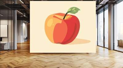 Flat color retro illustration of a fresh and juicy apple Wall mural