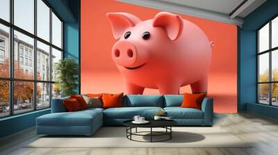 Piggy bank shaped like a pig designed for saving money Wall mural