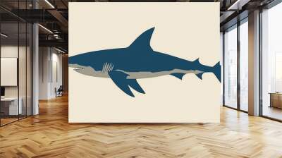 Shark silhouette in a flat design on a clean background Wall mural