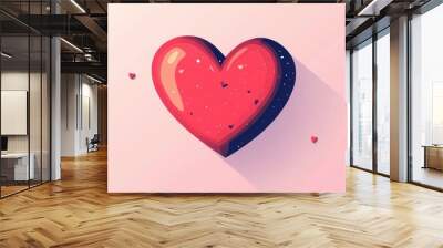 Valentine s Day heart illustration in a flat design style Wall mural