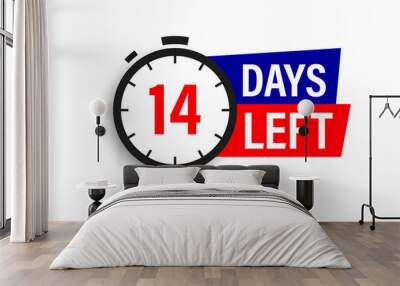 14 days left. Countdown badge. Vector illustration isolated on white background. Wall mural