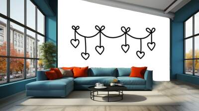 hanging heart line icon Wall mural