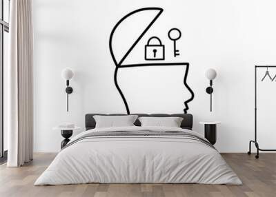 head icon with elements inside Wall mural