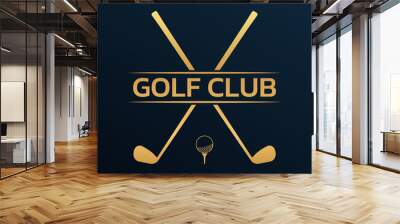 Golf club logo, badge or icon with ball on tee and laurel wreath. Vector illustration.   Wall mural