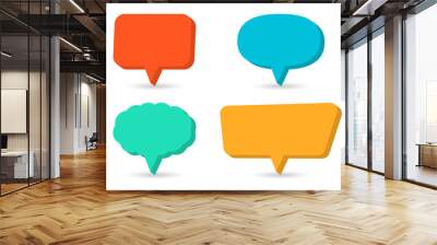 Speech bubble set. 3d dialog or chart box for text. Talk, speak, message different shape frames. Vector illustration. Wall mural