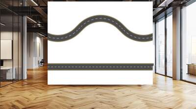 Straight and winding road road. Seamless asphalt roads template. Highway or roadway background. Vector illustration. Wall mural