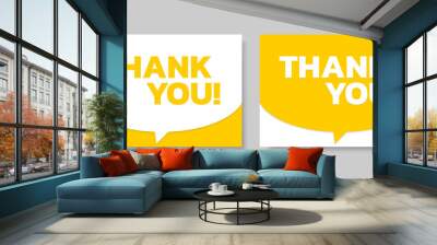 Thank you text cards. Speech bubble banner or background design. Vector illustration. Wall mural