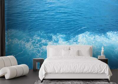 Sea  Waves in ocean wave Splashing Ripple Water. Blue water background.   Wall mural