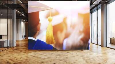 shot of graduation hats during commencement success graduates of the university, Concept education congratulation. Graduation Ceremony ,Congratulated the graduates in University.  Wall mural