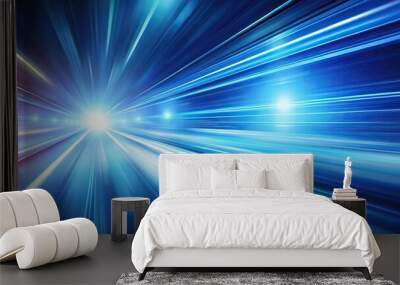 Abstract background with blue light streaks creating a blurred effect at a tilted angle Wall mural