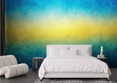 Abstract bird eye view blue yellow teal background with grunge texture Wall mural