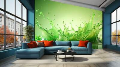 Abstract light green splashes background with Long Shot perspective Wall mural