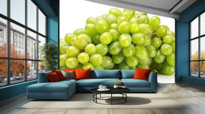 Ripe green grapes isolated on white background Wall mural