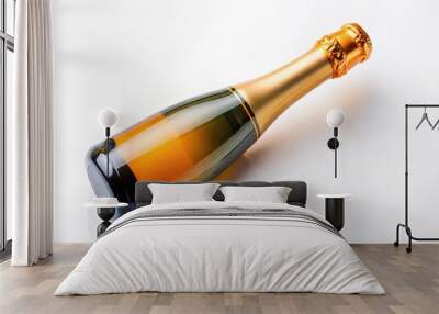 Tilted angle bottle of Veuve Clicquot Champagne on white background Wall mural