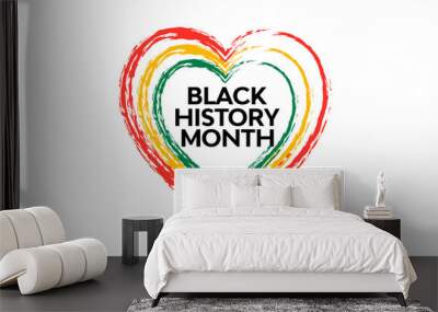 Black History Month Celebrating Heart Logo Style African American History. Template for Poster, Card, Banner, Background. Vector Illustration. Wall mural