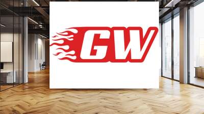 Letter GW or G W fire logo vector illustration in red and white. Speed flame icon for your project, company or application. Wall mural