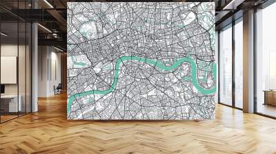 Detailed vector map of London, UK Wall mural